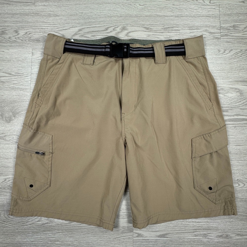 Denali Mens Cargo Shorts Khaki Tan‎ 40 Hiking Outdoor Belted Stretch Pockets